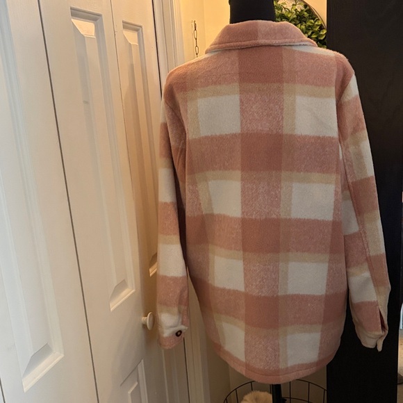 Panache Pink and Cream Plaid Utility Jacket - Picture 2 of 7